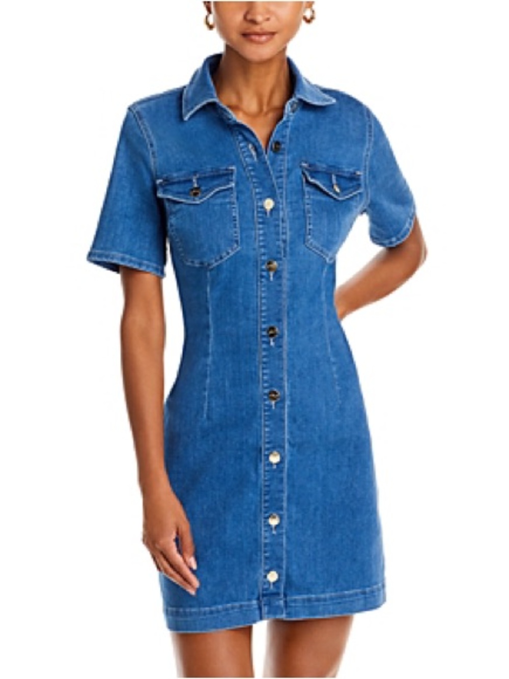 Classic Blue‎ Denim Shirt Dress - Short Sleeve